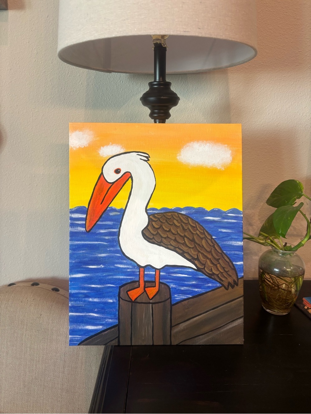 Hand-painted Pelican (11”x14”)